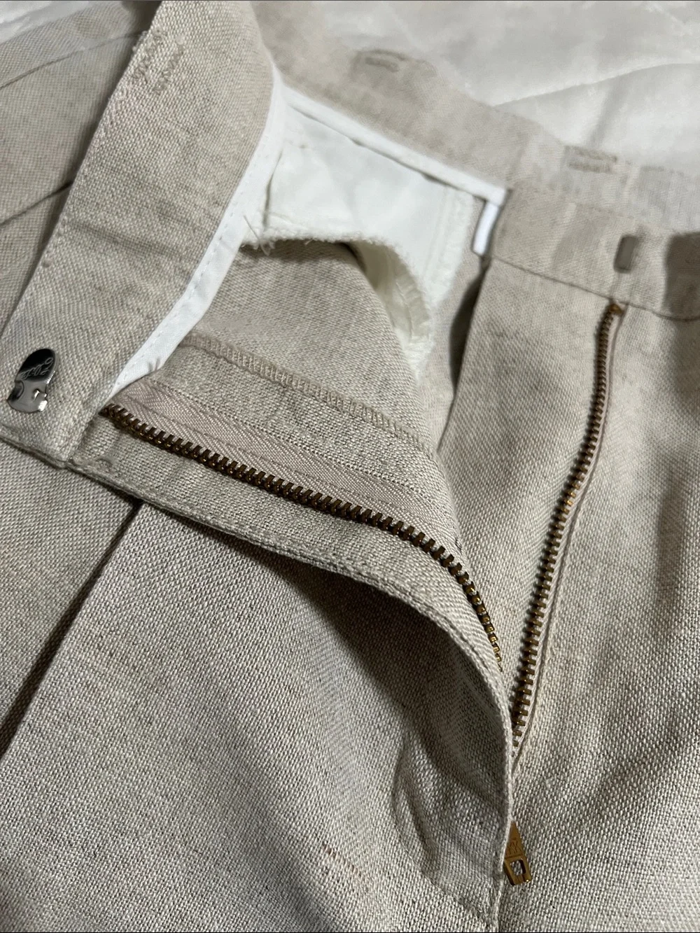 Liz Claiborne Oat Beige Tailored High-Waist Linen Cotton Shorts Minimalist Sz 8